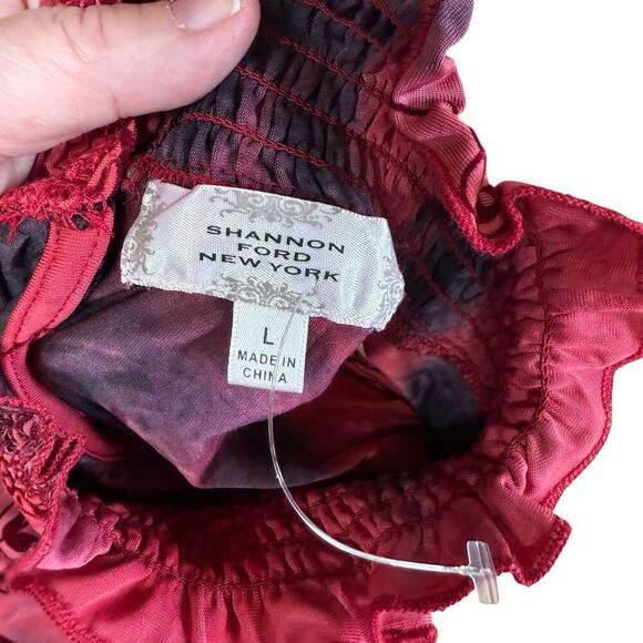 Shannon Ford New York Burnout Velvet Red Stretch L Office siren Romanticgoth - Picture 3 of 7